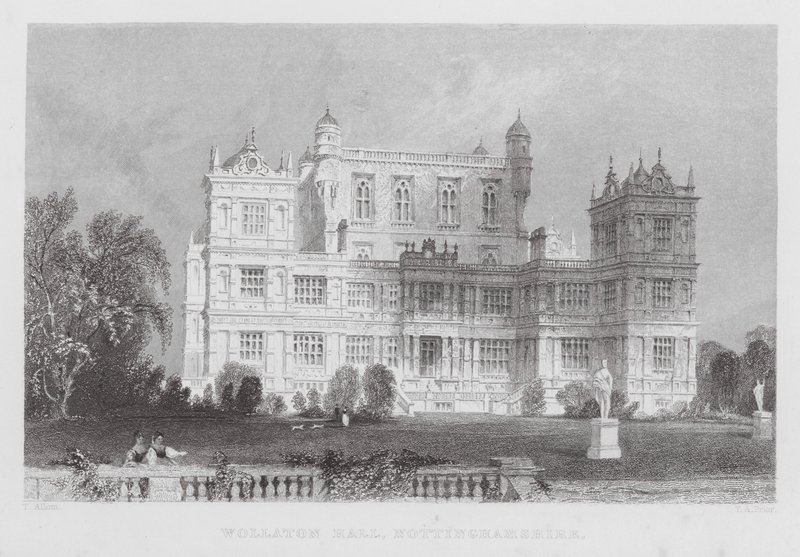 Wollaton Hall, Nottinghamshire (incisione) da Thomas (after) Allom