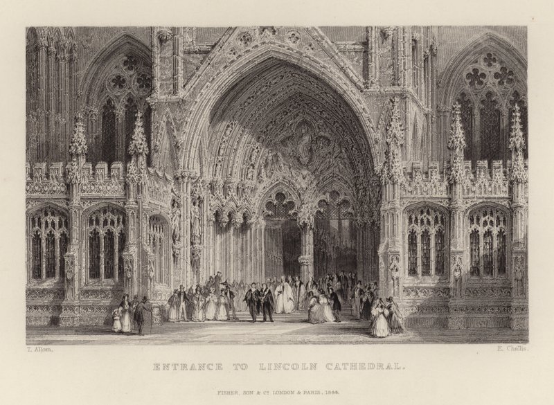 Ingresso alla Cattedrale di Lincoln da Thomas Allom