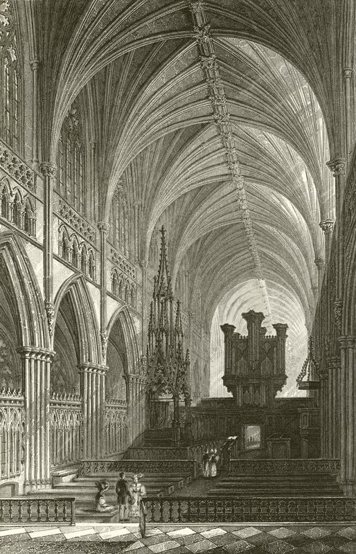 Interno della Cattedrale di Exeter da Thomas Allom