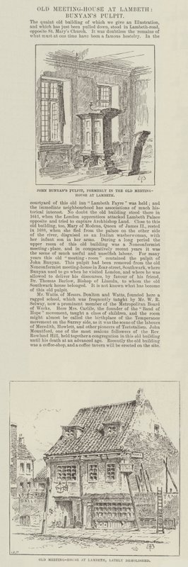 Vecchia Sala delle Riunioni a Lambeth, Pulpito di Bunyan da Thomas Harrington Wilson