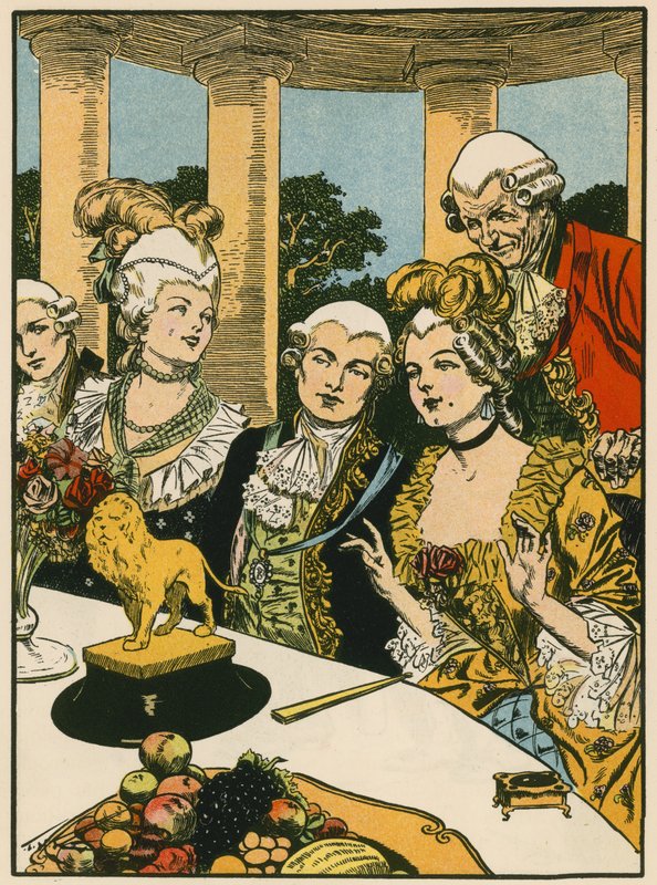 Leone di burro di Canova (litografia a colori) da Thomas Heath Robinson