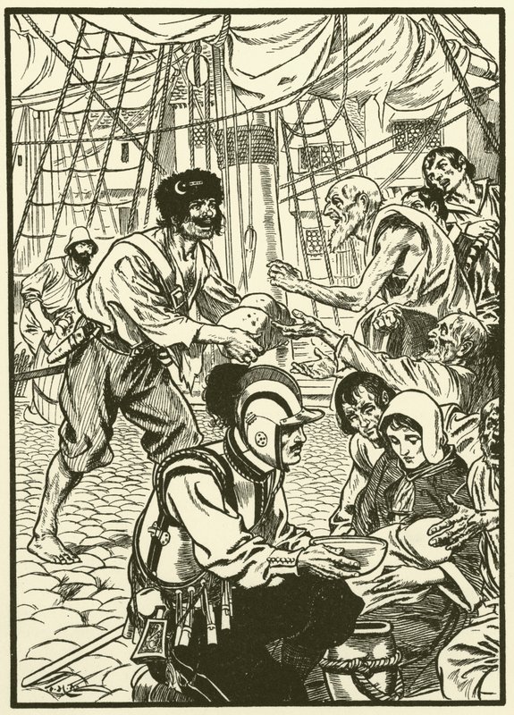 Nutrire i cittadini affamati (incisione) da Thomas Heath Robinson