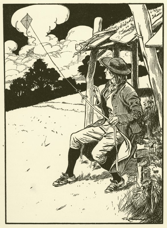 Franklin e il suo aquilone (incisione) da Thomas Heath Robinson