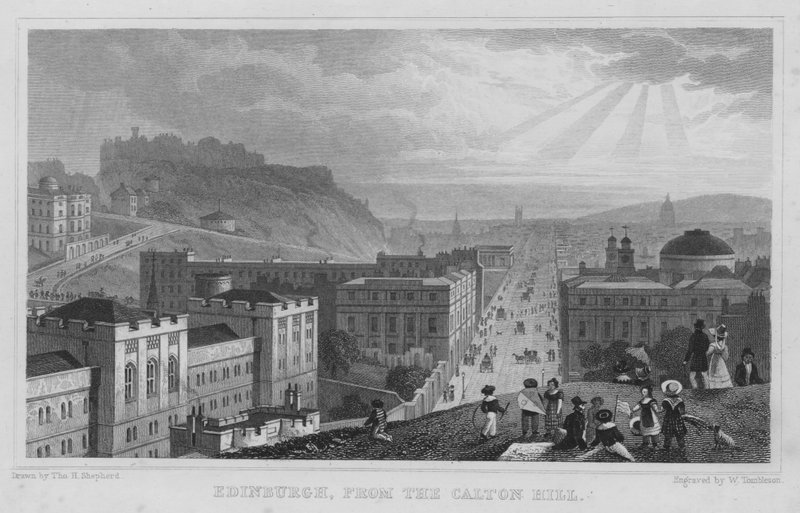 Edimburgo, dalla Calton Hill (incisione) da Thomas Hosmer Shepherd