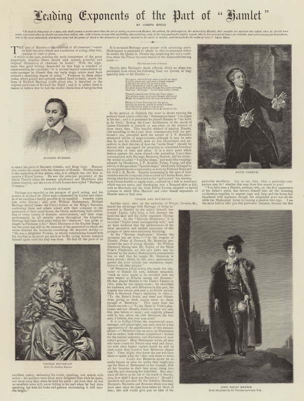 Principali Esponenti del Ruolo di Amleto da Thomas Lawrence