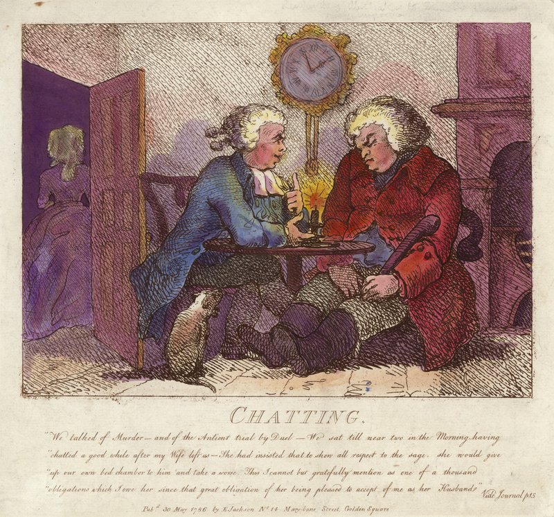 Conversazione dal viaggio ebrideo di Boswell da Thomas Rowlandson