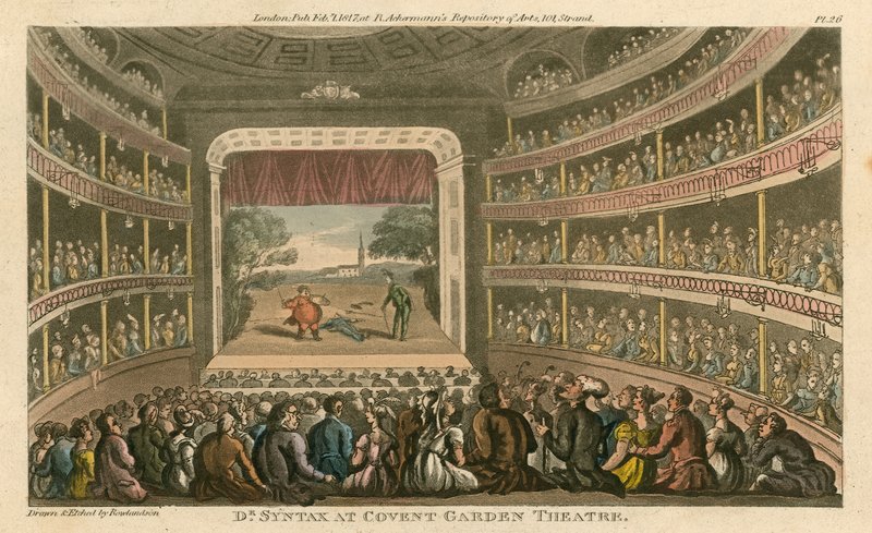 Il dottor Syntax al Covent Garden Theatre, Londra da Thomas Rowlandson