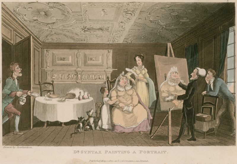 Dr Syntax che dipinge un ritratto da Thomas Rowlandson