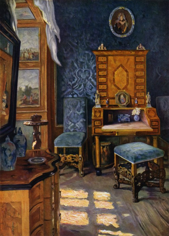 Salone blu nel castello di Weikersheim, Württemberg, decorazione barocca, circa 1680-1700 da Unbekannt Unbekannt