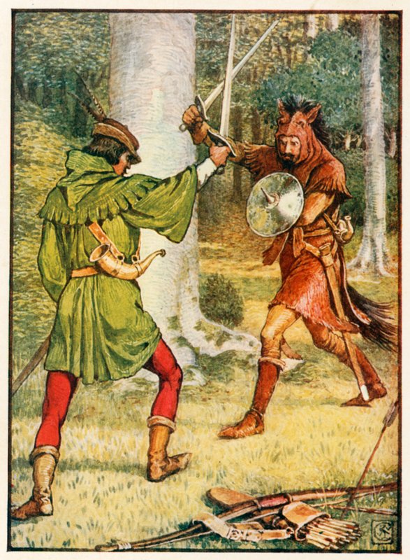 Robin Hood e Guy di Gisborne da Walter Crane