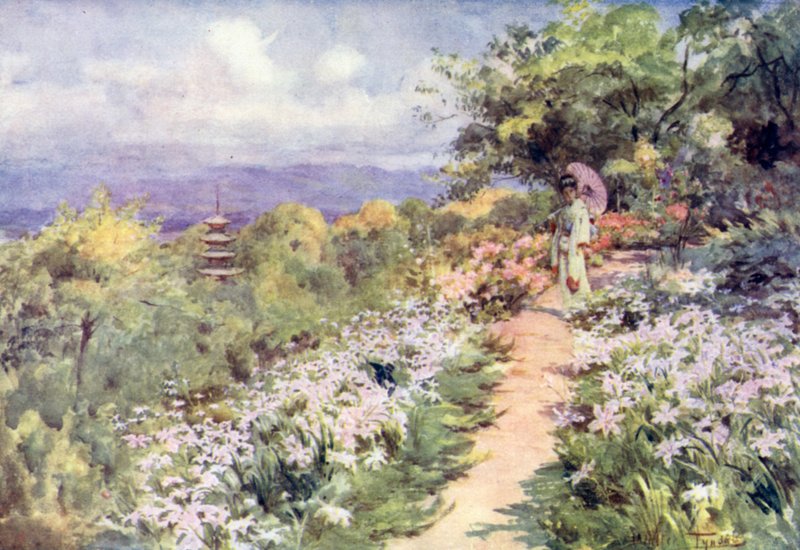 Un giardino su una collina a Kyoto da Walter Frederick Roofe Tyndale