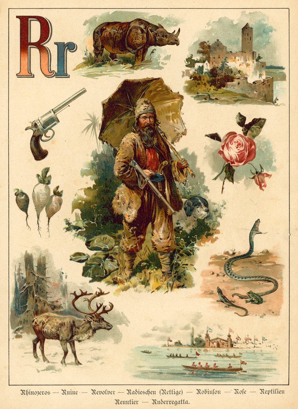 Lettera R (cromolitografia) da Walter Zweigle