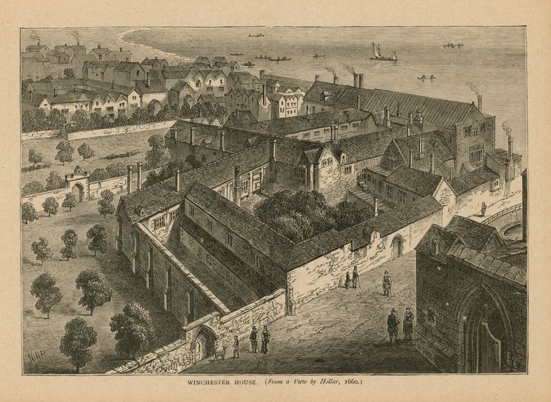 Vista aerea della Winchester House da Wenceslaus Hollar