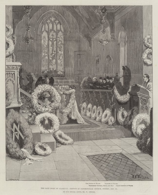 Il defunto Duca di Clarence, Servizio alla Chiesa di Sandringham, Domenica, 17 gennaio da William Barnes Wollen