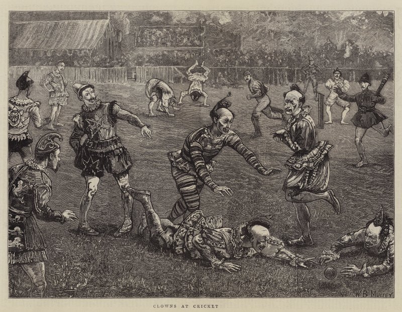 Clown al cricket da William Bazett Murray