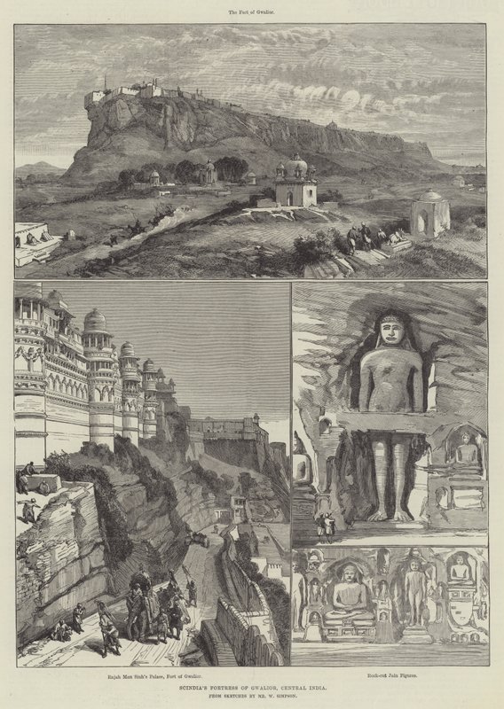 Fortezza di Scindia a Gwalior, India centrale da William Crimea Simpson
