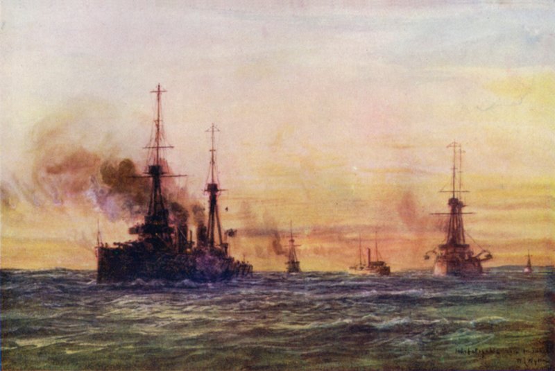 "Indefatigable" e "Invincible", 1911 da William Lionel Wyllie