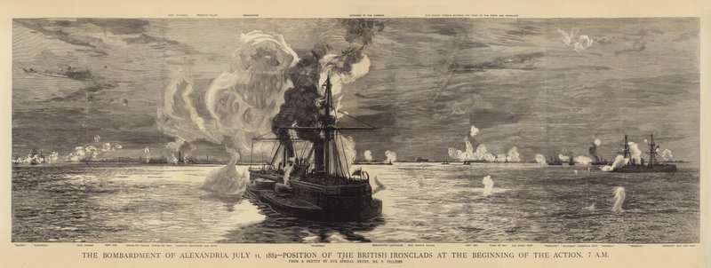 Il bombardamento di Alessandria, 11 luglio 1882, posizione delle corazzate britanniche all