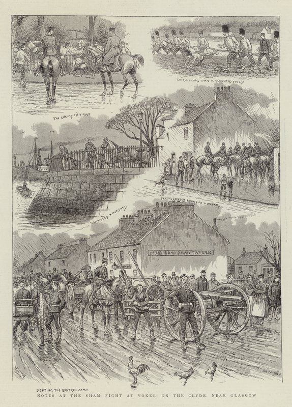 Note alla finta battaglia a Yoker, sul Clyde, vicino a Glasgow da William Ralston