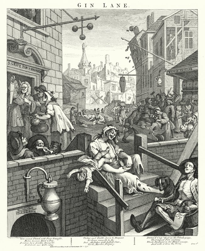 Gin Lane (incisione) da William (after) Hogarth
