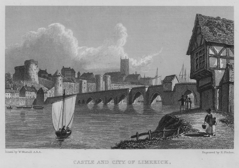 Castello e città di Limerick da William (after) Westall