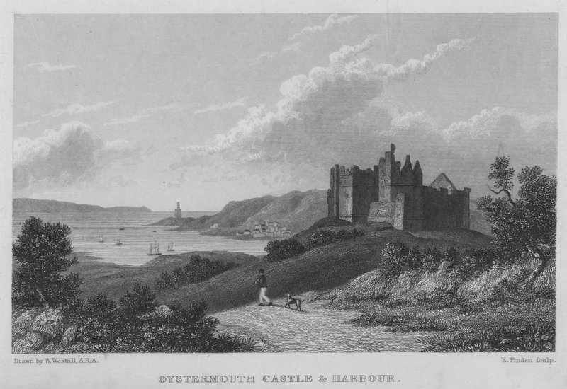 Castello e porto di Oystermouth da William (after) Westall