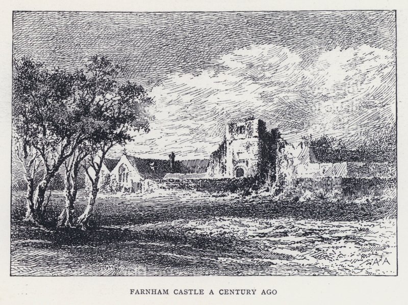 Castello di Farnham un secolo fa (incisione) da William Alexander Ansted
