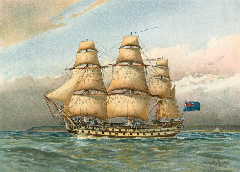 Nave da guerra circa 1760 da William Frederick Mitchell