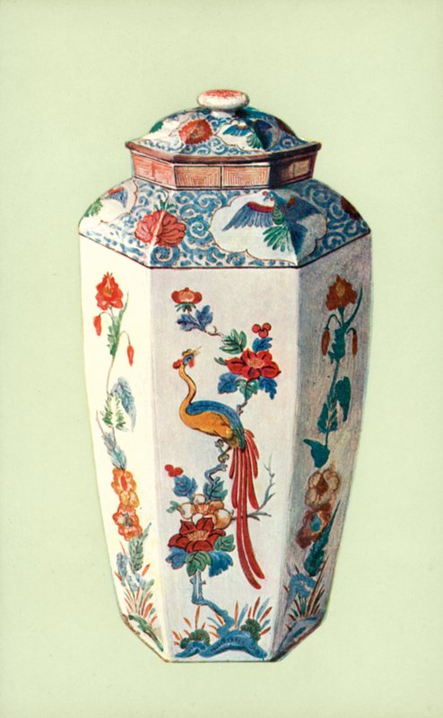 Vaso, Chelsea, in Stile Giapponese (litografia a colori) da William Gibb
