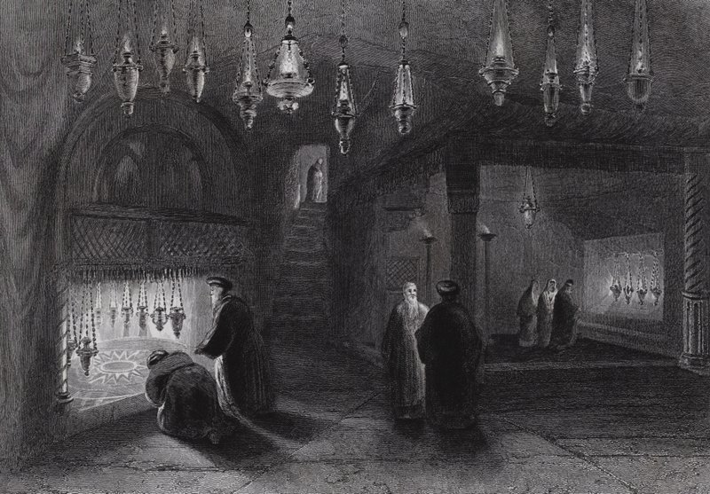 Santuario della Natività, Betlemme (incisione) da William H. Bartlett