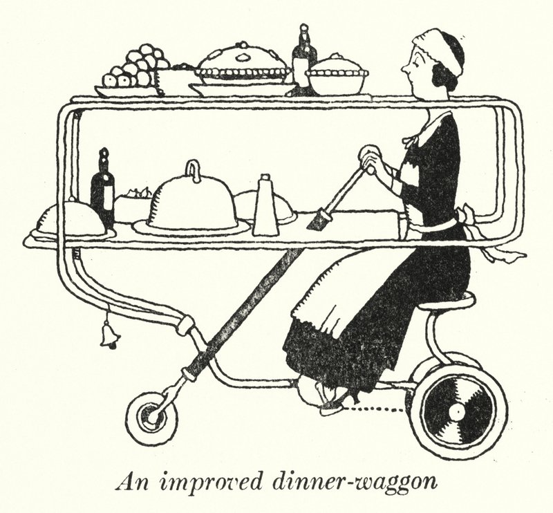 Un carrello da pranzo migliorato da William Heath Robinson