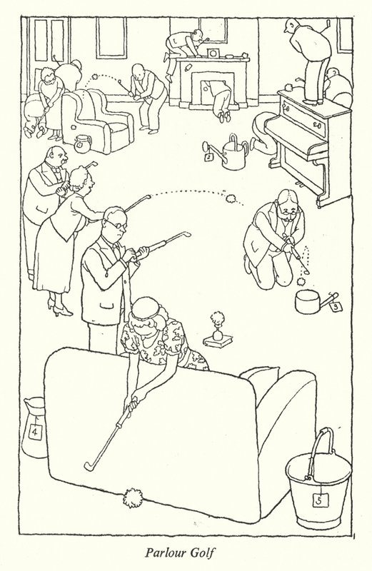 Golf in salotto da William Heath Robinson