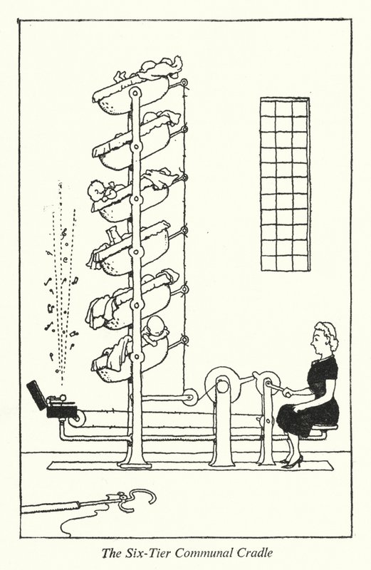 La culla comune a sei livelli da William Heath Robinson