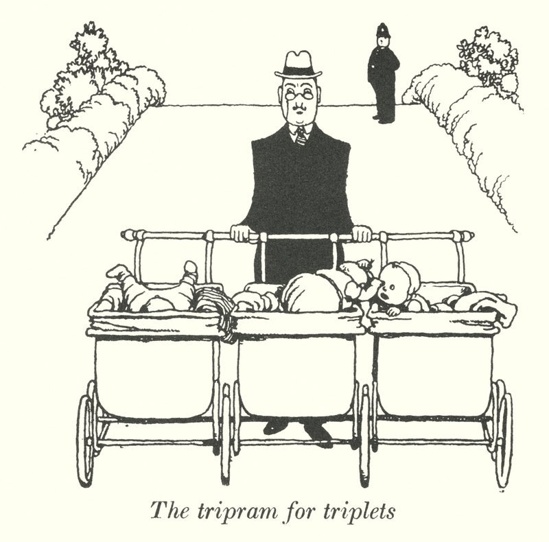 Il tripram per i gemelli da William Heath Robinson