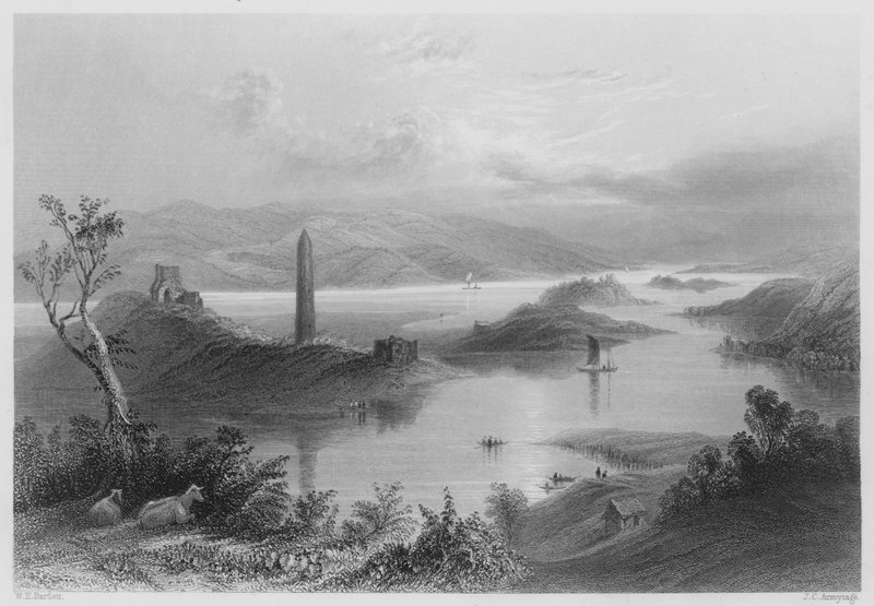 Isola di Devenish, Loch Erne da William Henry (after) Bartlett