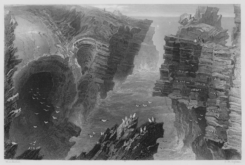 Puffing Hole, vicino a Kilkee (incisione) da William Henry (after) Bartlett