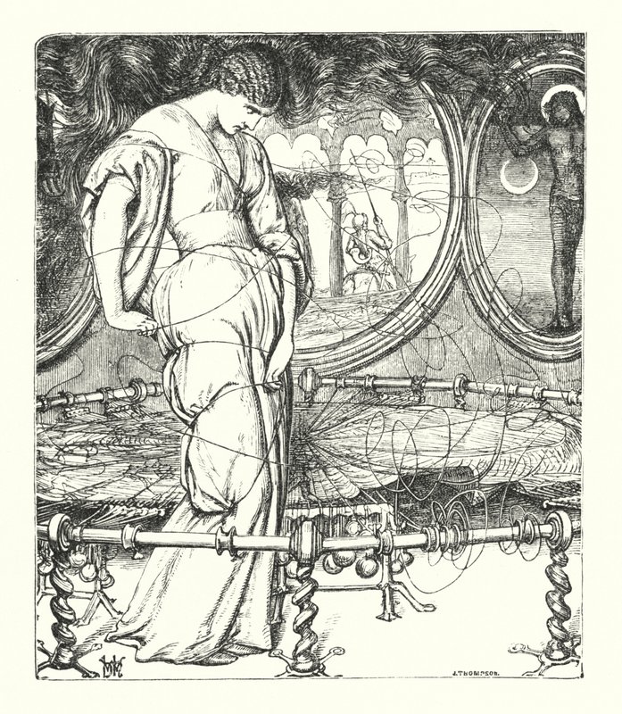 La Dama di Shalott (incisione) da William Henry (after) Hunt