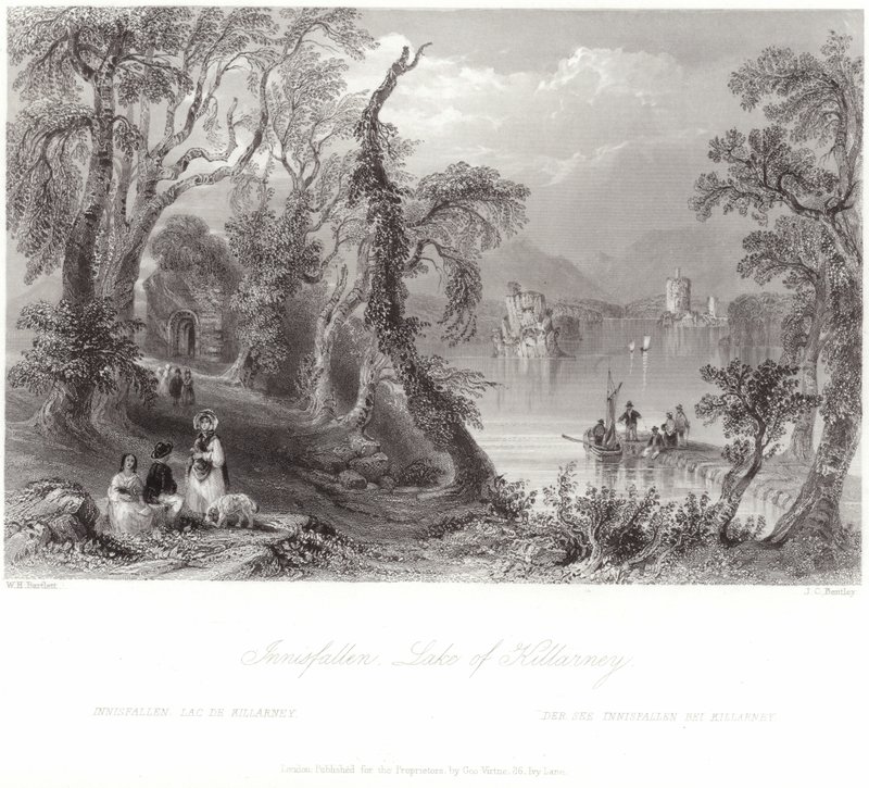 Innisfallen, Lago di Killarney da William Henry Bartlett
