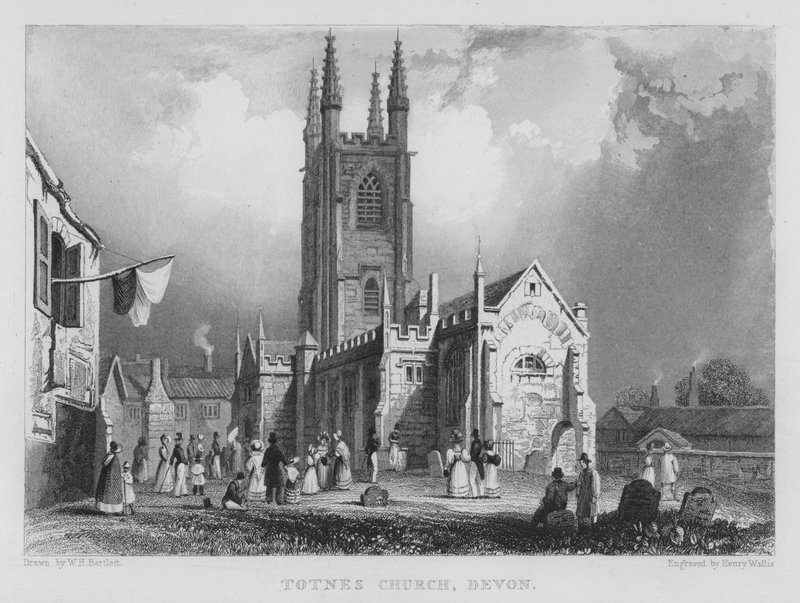 Chiesa di Totnes, Devon (incisione) da William Henry Bartlett