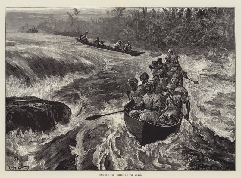 Attraversare le rapide sul Congo da William Heysham Overend