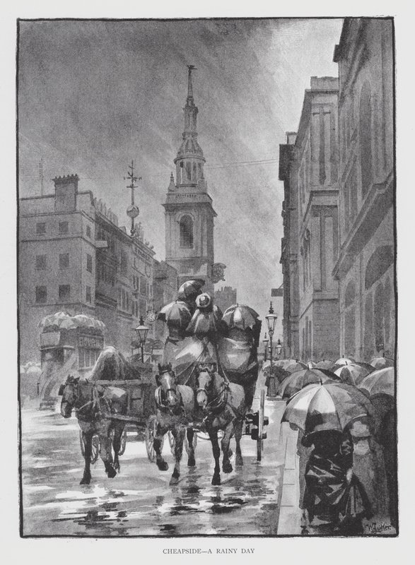 Cheapside, un giorno di pioggia da William Luker