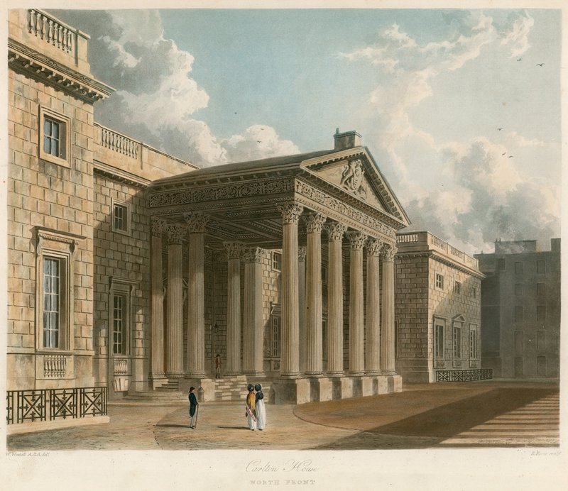 Carlton House, Londra, fronte nord da William Westall