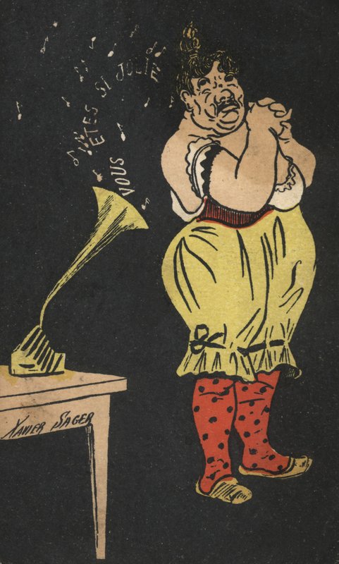 Donna con grammofono da Xavier Sager