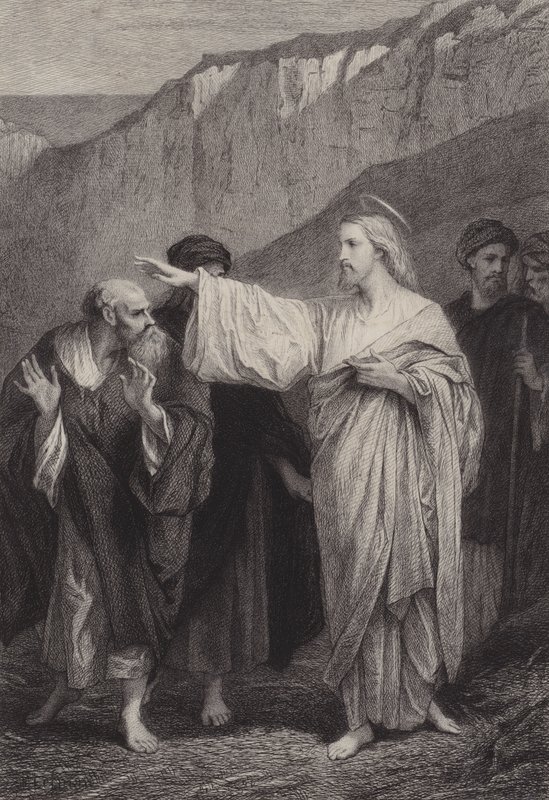 Gesù dà a Pietro il suo incarico da after Albert Robida