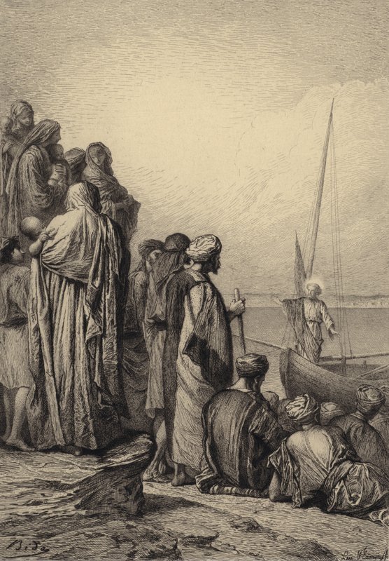Gesù insegna su una nave da after Albert Robida