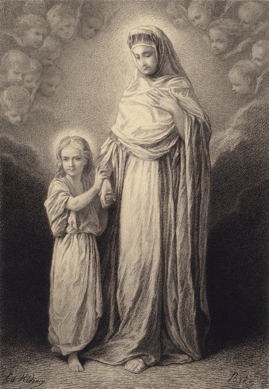 Il bambino Gesù e sua madre da after Albert Robida