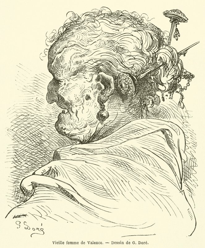 Vecchia donna di Valencia da Gustave after Dore