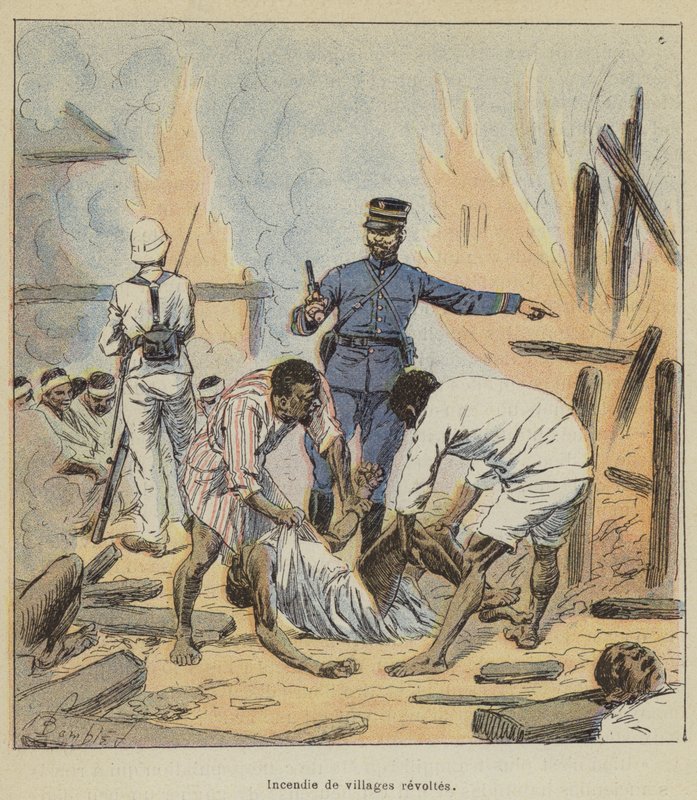 Incendio di villaggi ribelli da after Louis Charles Bombled
