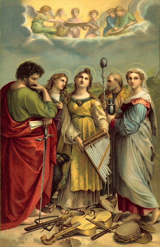Santa Cecilia (cromolitografia) da after Raphael