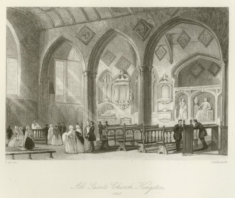 Chiesa di Tutti i Santi, Kingston, 1840 da after Thomas Allom